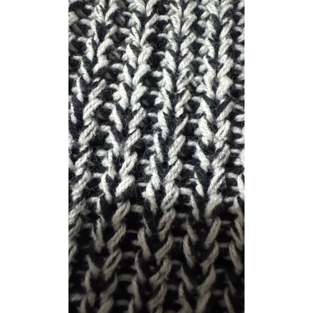 If It Were Me Womens Large Black White‎ Marled Chunky Knit Zipper Sleeve Sweater - Picture 7 of 7